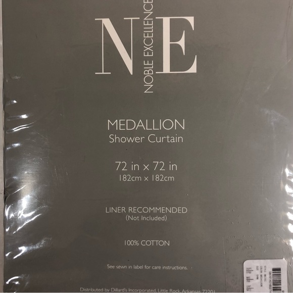 NOBLE EXCELLENCE Medallion Blue Beige Shower Curtain NWT - Picture 5 of 12